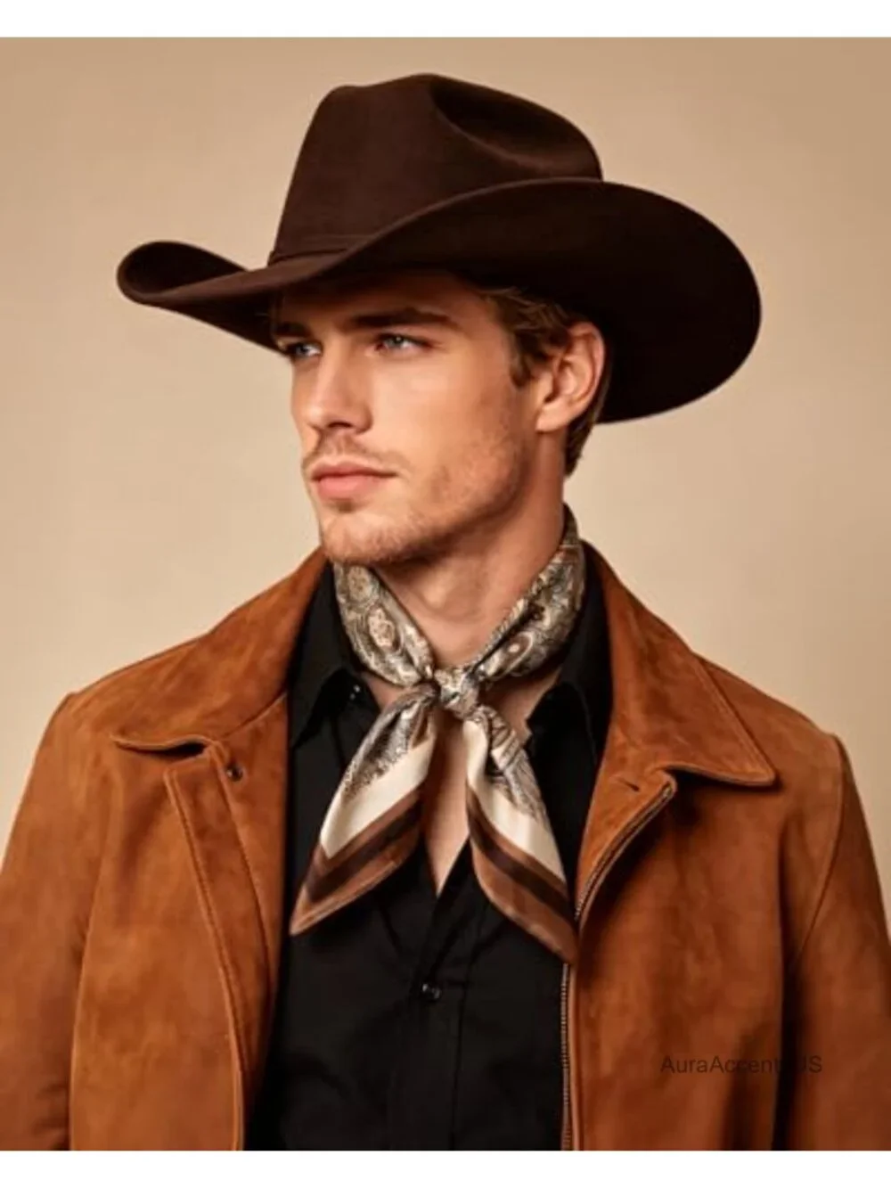 27.5 Inch Cowboy Bandana Square Scarf with Leather Buckle